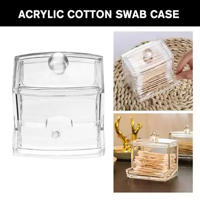 Clear Acrylic Cotton Pad Swab Q-tip Storage Bud Holder Cosmetic Makeup Box U7Z0 • $8.21