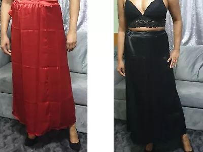 £9.87 • Buy Women's Satin Underskirt Long/Short Dress Skirt Full Slip Black Petticoat Slip 