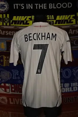 4/5 England Adults M 2007 #7 Beckham Home Football Shirt Jersey Soccer • £69.59