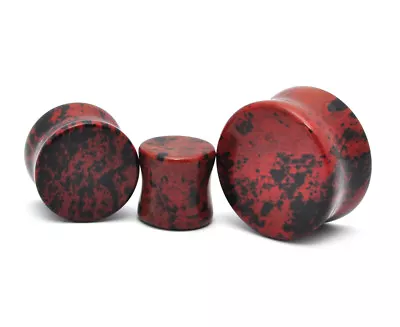 Pair Of Mahogany Obsidian Stone Plugs Set Gauges PICK SIZE • $8.49