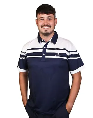 Henselite Men's Lawn Bowling Style22  Polo Shirt - Navy  White • £36.99