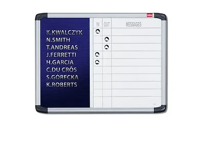 £60 • Buy 1901962 Nobo Welcome In-Out Board Drywipe Message Magnetic Al Frame 10-Name Blue