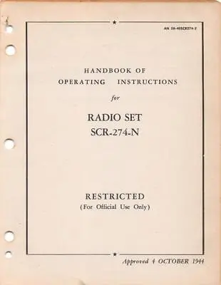 1944 Aaf Scr-274n Aircraft Radio Operating Instruction Flight Manual Handbook-cd • $19.99