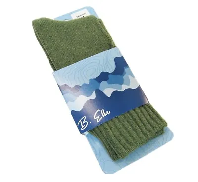 B. Ella Ladies Wool Cashmere Angora Blend Crew Socks Este Moss Green - NEW • $20