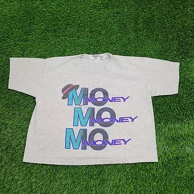 Vintage 90s Money Money Midriff Crop-Top Shirt Womens XL 22x20 Heathered Gray • $31.96