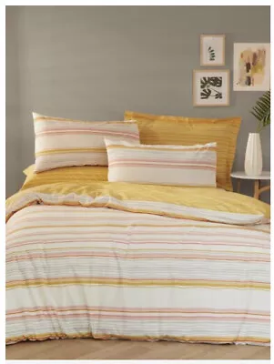 Life From Coloroll Stripe Double Duvet Set And Extra Pillowcase 100% Cotton  • £11