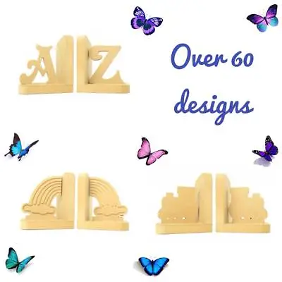 Wooden-MDF-Decoration-BookEnds-Children's-Boys-Girls-Nursery-Playroom-Bedroom • £10.99