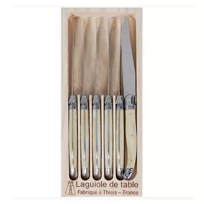 Jean Dubost Deluxe Laguiole Light Horn 6 Piece Steak Knife Set 1.5mm • $165