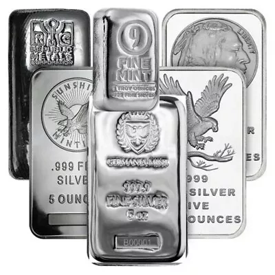 5 Oz Silver .999 Silver Bar - Mix Mint - Secondary Market • £136.28