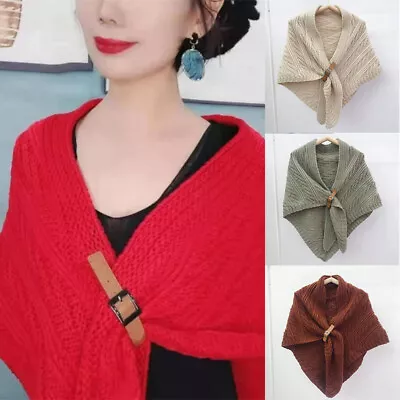 Women  Cashmere Knitting Scarf Bandana Pashmina Solid Thickened Poncho Foulard • $20.83