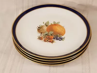 4 Vintage ECHT COBALT Bavaria Germany/Gold Crown E&R Chop Plate BOUNTIFUL • $69.49