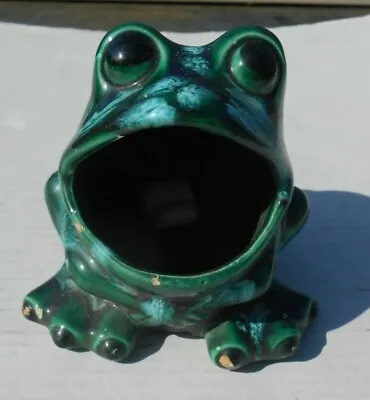 Vintage Wide Mouth Frog Kitchen Sponge Holder Shades Of Green & Turquoise • $24.99