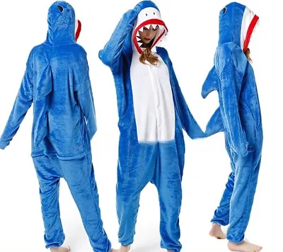 Animal Blue Shark Jumpsuit Onesie Adult Kigurumi Cosplay Unisex Pajamas Costume • $42.89