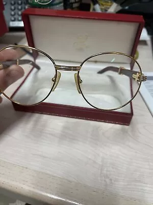 $2199.99 • Buy Vintage Cartier Bagatelle Gold & Wood 55/18  Brown Lens 18k Sunglasses