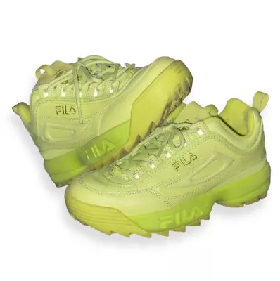 FILA DiSRUPTOR 2 PREMIUM WOMEN CASUAL PLATFORM SHOE NEON YELLOW SNEAKER • $25