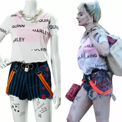 Cosplay Halloween Female Outfit T-shirt Harley Quinn Birds Of Prey Costume  • £28.79