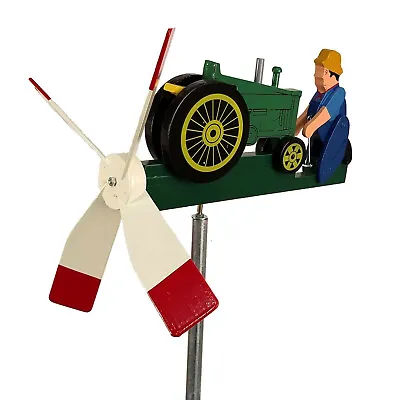 Green Tractor Whirligig Wind Spinner Handmade In USA • $117