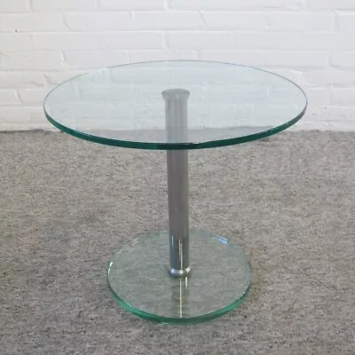 Round (45cm) Glass Coffee/side Table Used (Habitat) • £24