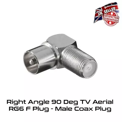 £2.99 • Buy Right Angle 90 Degree TV Aerial Cable Connector RG6 F Plug To Male Coax Plug