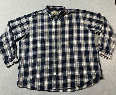 Foundry Shirt Mens 3XL Blue Gray Plaid Long Sleeve Flannel Cotton Button Down • $27