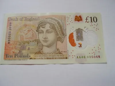 AA46 Bank Of England £10 Ten Pound Note THE QUEEN Plastic/Polymer AA46 035048 • £22.50