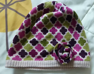 Vera Bradley Beanie Hat Pink/Purple/Green Cashmere Blend Rosette Flower S/M • $13.59