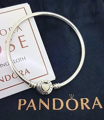 PANDORA 925 Sterling Silver Heart BANGLE_ You Are So Loved  Plus Polishing Cloth • £46.68