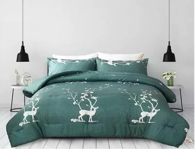 Cabin Lodge Deer Forest Trees 3 Piece Comforter Sets Microfiber Choice - NEW • $57.98