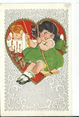 £14.31 • Buy CH-068 To My Valentine, Little Girl On Swing Boy Watching Divided Back Postcard