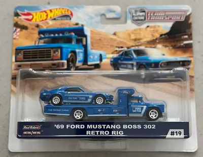 Hot Wheels Team Transport 19 69 FORD MUSTANG BOSS 302 RETRO RIG RACE TEAM • $56.02