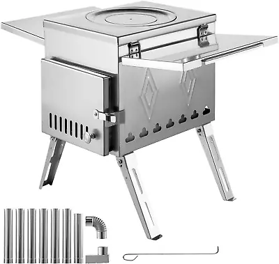 Tent Wood Stove 18.1X15X27.2 Inch Camping Wood Stove 304 Stainless Steel With F • $299.99