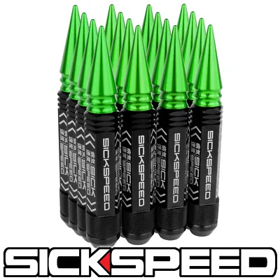 Sickspeed 16pc  Black 5 1/2  Long Green Spiked Steel Locking Lug Nuts 12x1.5 L16 • $68.75