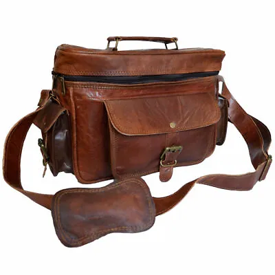 11  Vintage Leather Camera Bag DSLR SLR Padded Case Messenger Crossbody Handbags • $61.59