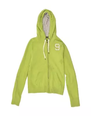 ABERCROMBIE & FITCH Womens Zip Hoodie Sweater UK 12 Medium Yellow Cotton SR25 • £16.92