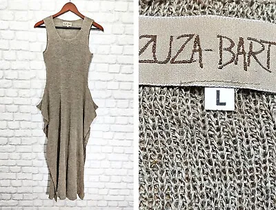 ZUZA BART 100% Linen Open Knit Lagenlook Tunic Side Slits Dress Boho Style : L • £106.80