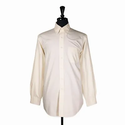 Brooks Brothers Mens Dress Shirt Button Up Beige 100% Cotton Non Iron 16.5 34/35 • $29.99