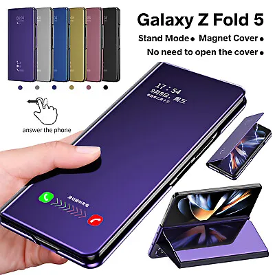 For Samsung Galaxy Z Fold 5 Fold4 3 2 Mirror Clear View Plating Case Stand Cover • $13.94