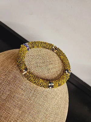 Green Seed Bead Maasai Beaded Bangle Bracelet • $1.49