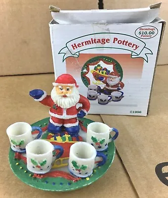 1996 Hermitage Miniature Tea Set Christmas Holiday Design Santa Claus 7 Piece • $12.84