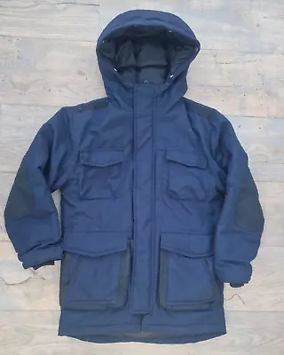 Zara Boys Navy With Black Trims Winter Parka Coat Aged 9 • £8