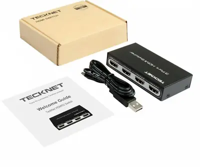 £14.99 • Buy TeckNet 4K HDMI Switch 3 Port HDMI Auto Switcher Box Support 4K 3D 1080P