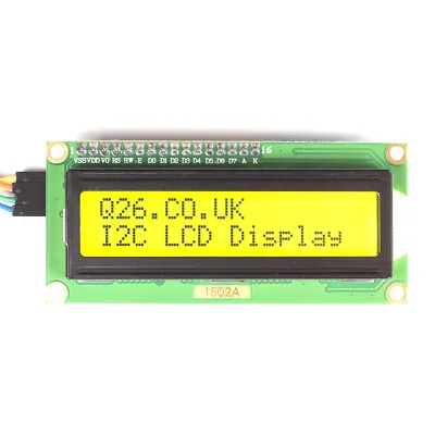 LCD I2C Display 1602 Or 2004 Black On Green/Yellow Arduino Raspberry Pi UK • £6.25