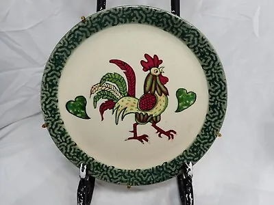 Heritage Pottery 8.5  Rooster Plate With Nice Van Hygan & Smith Holder Hanger • $25