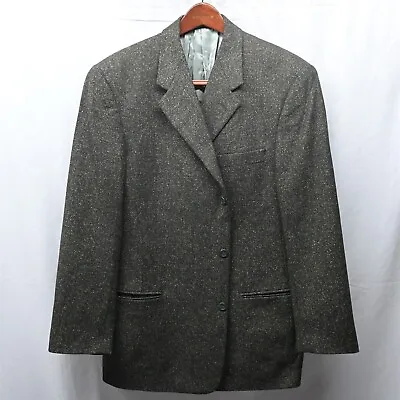 Jhane Barnes 42R Brown Green Marled Tweed 3 Button Blazer Jacket Sport Coat • $24.99