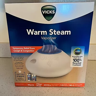 Vicks Warm Steam Vaporizer Humidifier With Night Light - 1.5gal NIB • $15.40