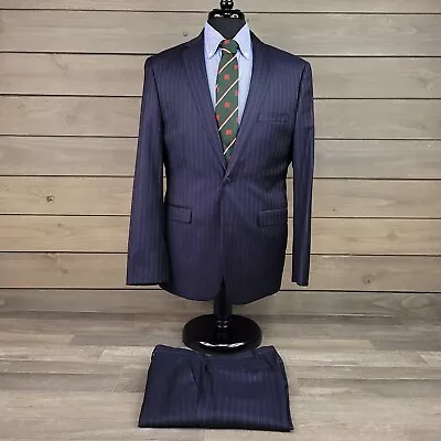 Vince Camuto Suit Mens 40RSlim Fit Navy Blue Pinstripe 2pc Blazer Pants 33X31 • $74.95