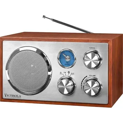 Victrola Houston Retro Wooden Desktop FM Radio With Bluetooth (Gray) • $34.99