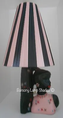 PLASTIC RIBBON PINK / BLACK LAMPSHADE For *TALL* BARSONY LADY LAMP • $145