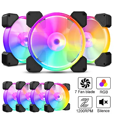 RGB Cooling Fan LED Quiet CPU PC Case 120mm 4 Pin Computer Gaming Fan Multicolor • $10.90
