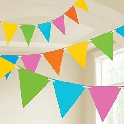 Pastel Rainbow Plastic Party Flag Bunting Garland Easter Party Decoration 10m • £3.99